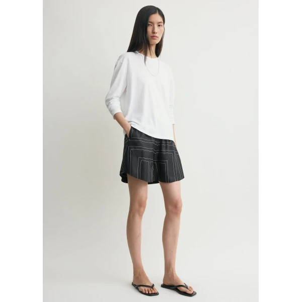 Toteme Monogram silk pj shorts black in Black monogram, view 3