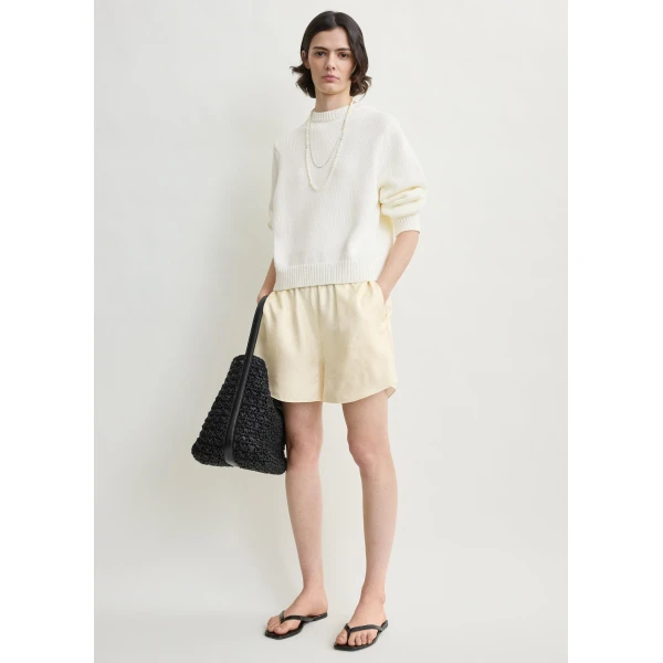 Toteme Monogram silk pj shorts in Cream, view 2