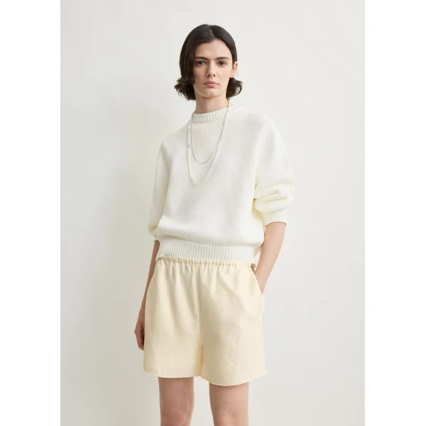 Toteme Monogram silk pj shorts in Cream, view 5