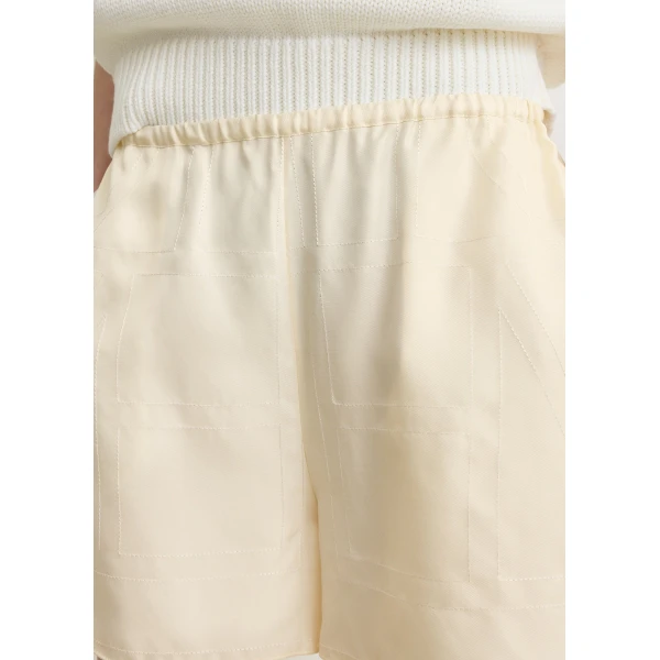 Toteme Monogram silk pj shorts in Cream, view 6