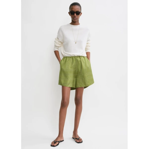 Toteme Monogram silk pj shorts in Laurel, view 2