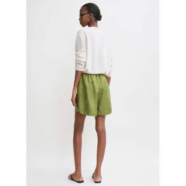 Toteme Monogram silk pj shorts in Laurel, view 3