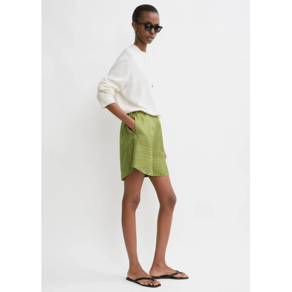 Toteme Monogram silk pj shorts in Laurel, view 4