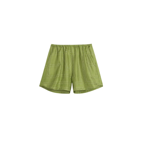 Toteme Monogram silk pj shorts in Laurel