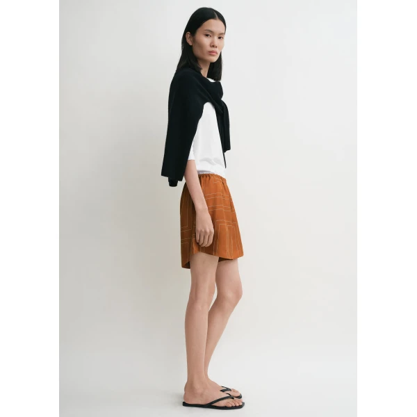 Toteme Monogram silk pj shorts in Terracotta, view 3