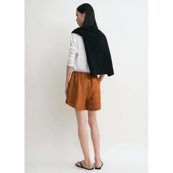 Toteme Monogram silk pj shorts in Terracotta, view 4