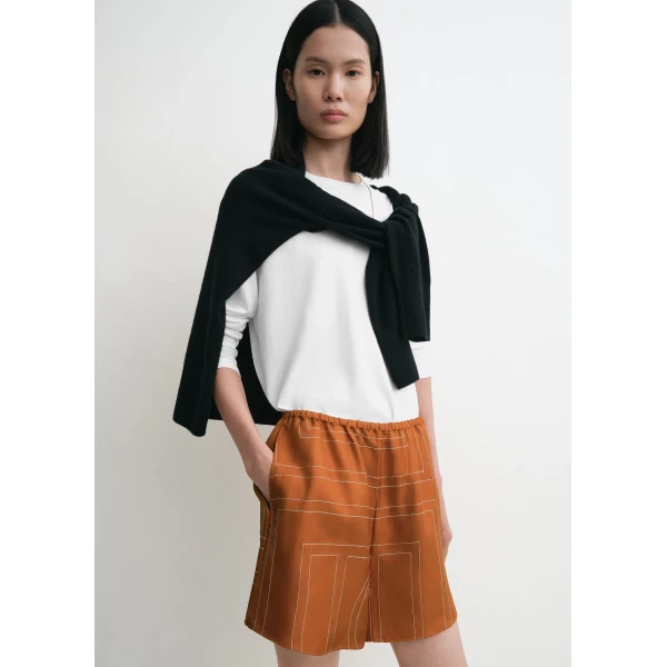 Toteme Monogram silk pj shorts in Terracotta, view 5