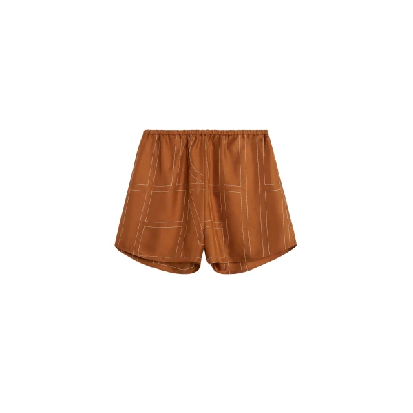 Toteme Monogram silk pj shorts in Terracotta