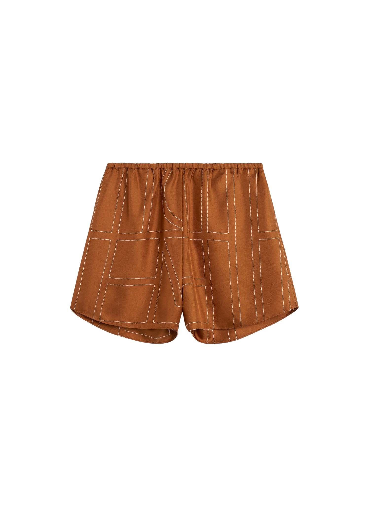 Toteme Monogram silk pj shorts in Terracotta