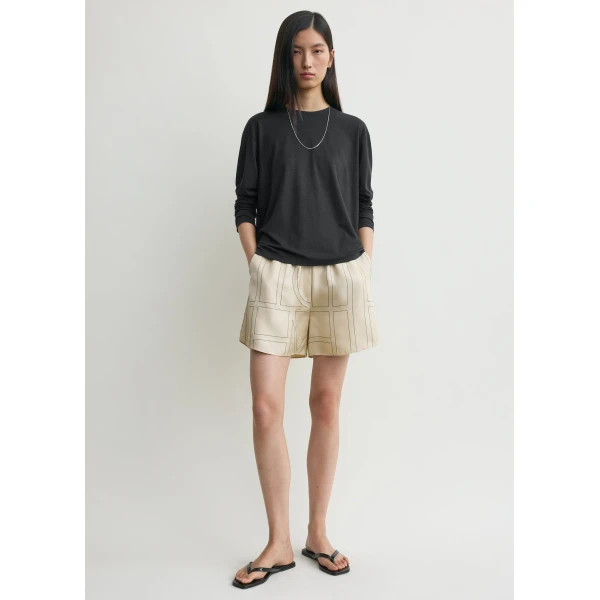 Toteme Monogram silk pj shorts ivory in Ivory monogram, view 2
