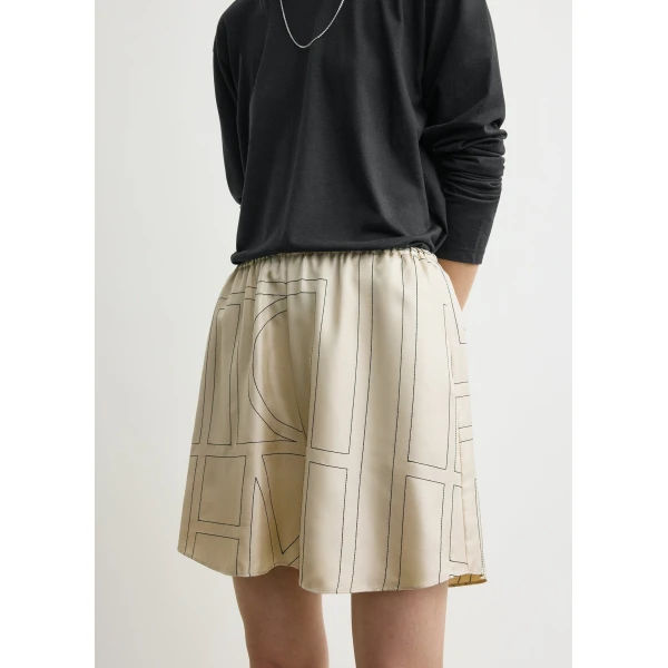 Toteme Monogram silk pj shorts ivory in Ivory monogram, view 5