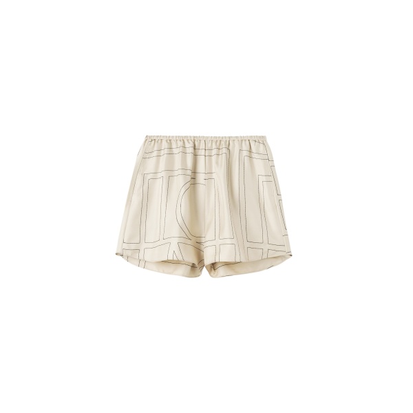 Totême Monogram silk pj shorts ivory in Ivory monogram - Pants - Scandinavian Minimalist Luxury at Luxury Shoes 