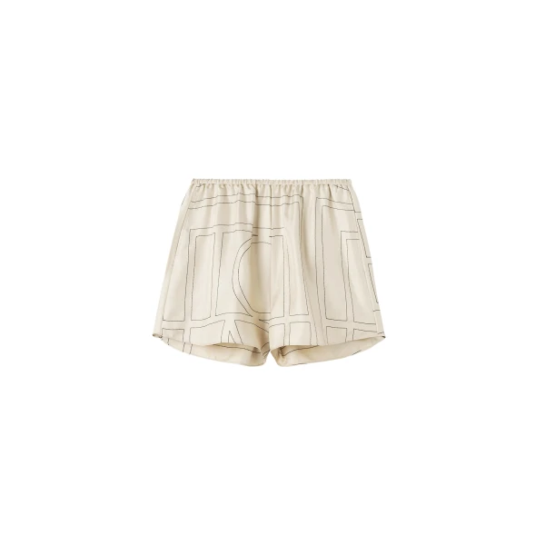 Toteme Monogram silk pj shorts ivory in Ivory monogram