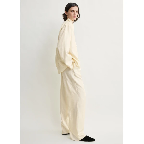 Toteme Monogram silk pj top in Cream, view 3