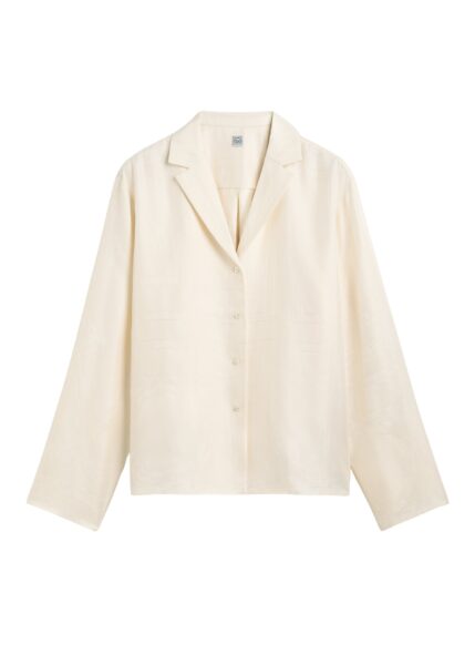 Totême Monogram silk pj top in Cream - Tops - Scandinavian Minimalist Luxury at Luxury Shoes 
