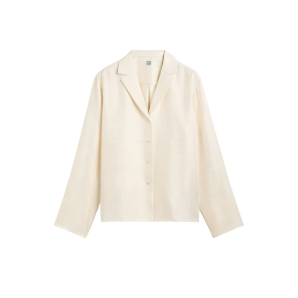 Toteme Monogram silk pj top in Cream