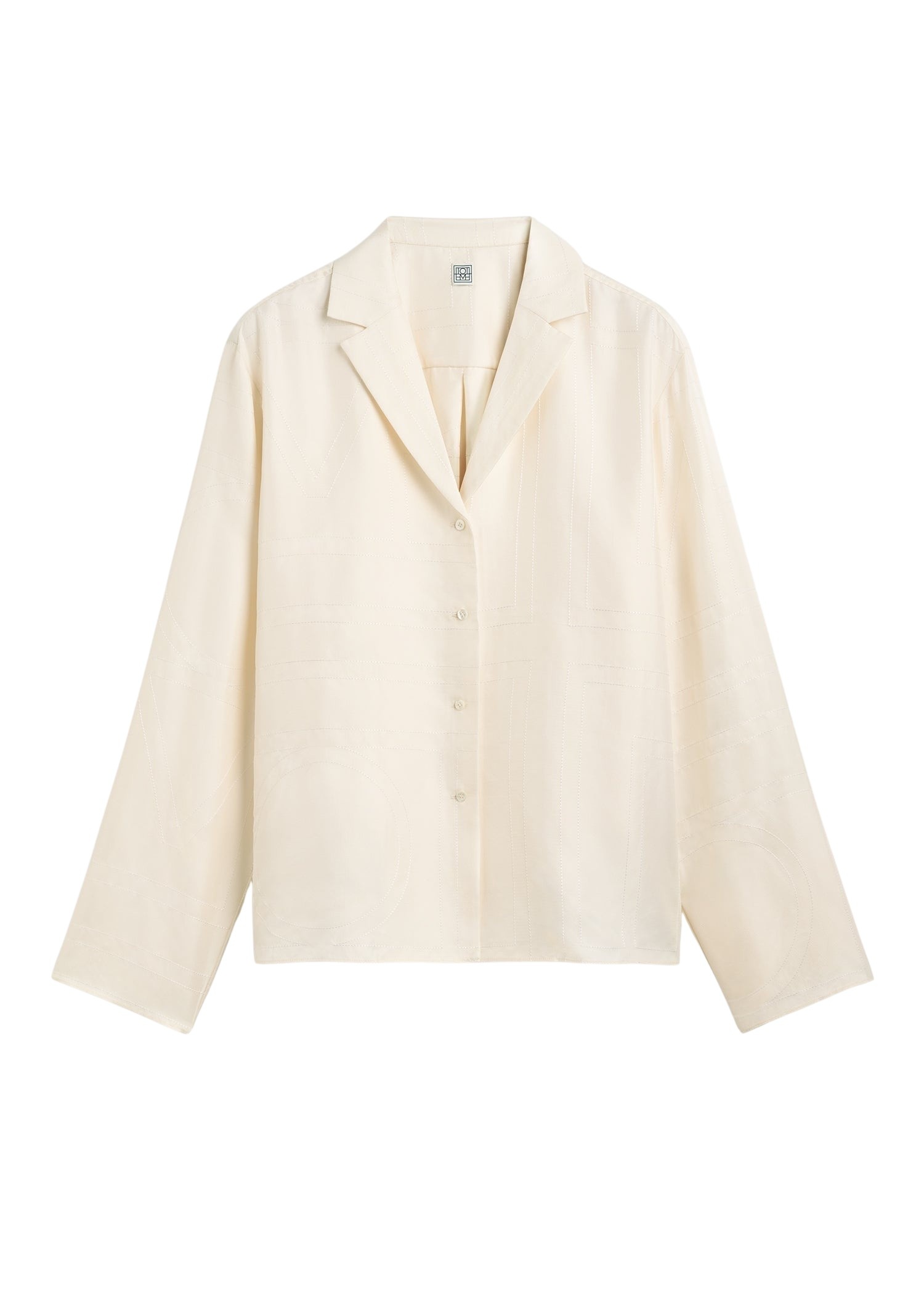 Totême Monogram silk pj top in Cream - Tops - Scandinavian Minimalist Luxury at Luxury Shoes 