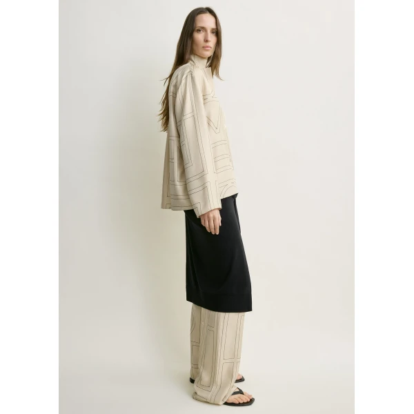Toteme Monogram silk pj top in Ivory, view 3