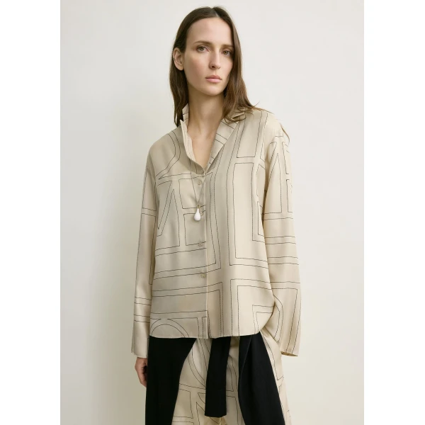 Toteme Monogram silk pj top in Ivory, view 5