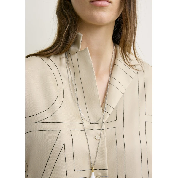 Toteme Monogram silk pj top in Ivory, view 6