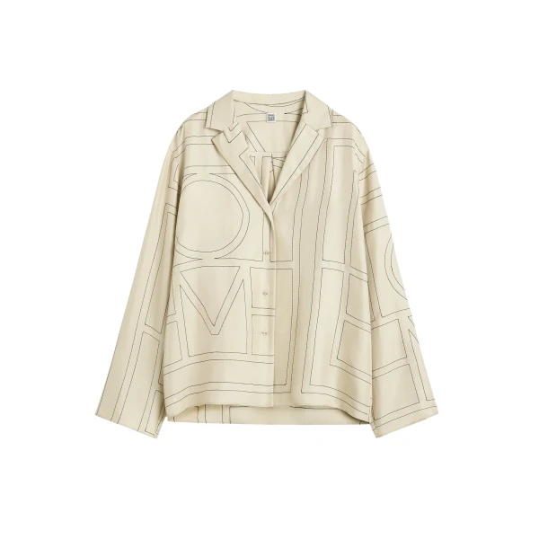 Toteme Monogram silk pj top in Ivory