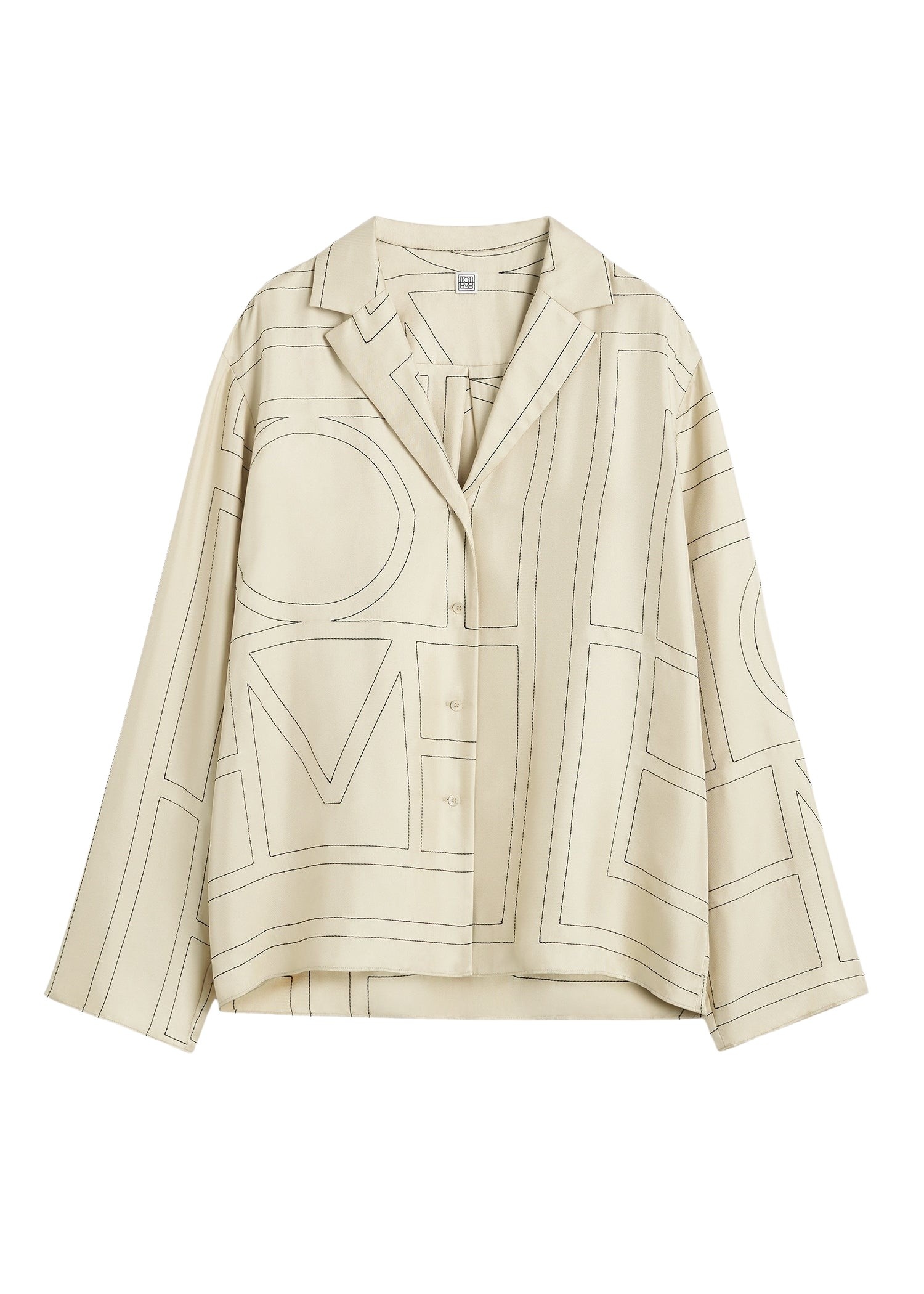 Totême Monogram silk pj top in Ivory - Tops - Scandinavian Minimalist Luxury at Luxury Shoes 