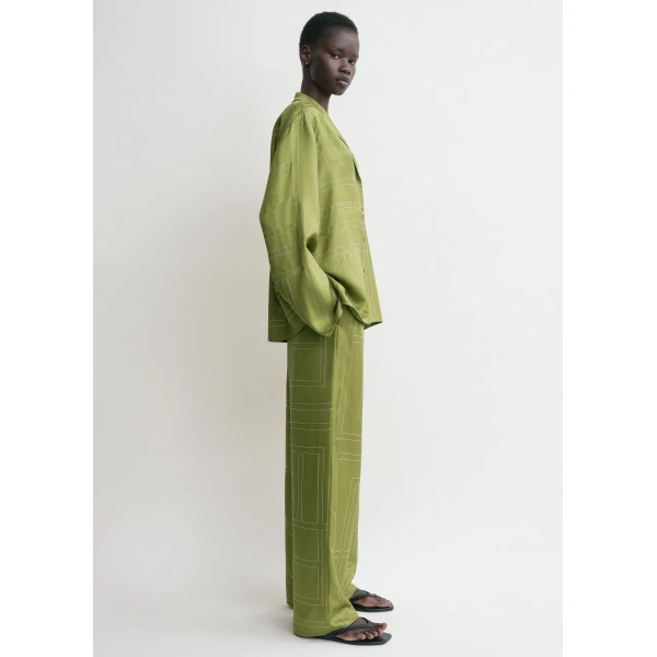 Toteme Monogram silk pj top in Laurel, view 3