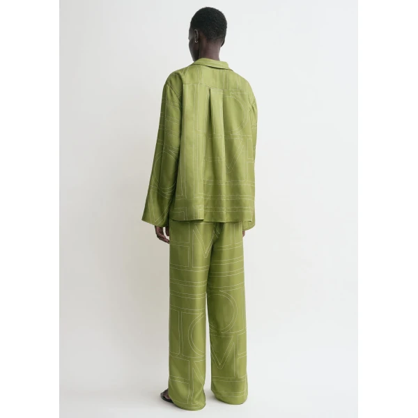 Toteme Monogram silk pj top in Laurel, view 4