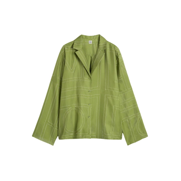 Toteme Monogram silk pj top in Laurel