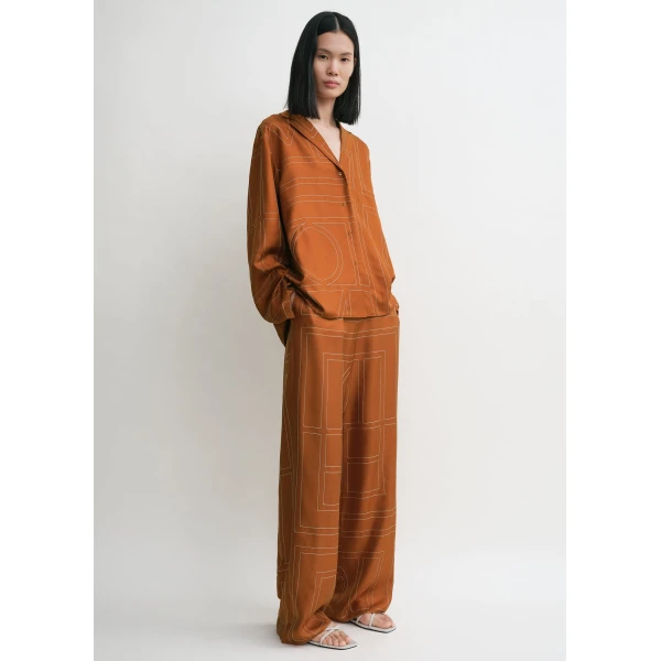 Toteme Monogram silk pj top in Terracotta, view 2