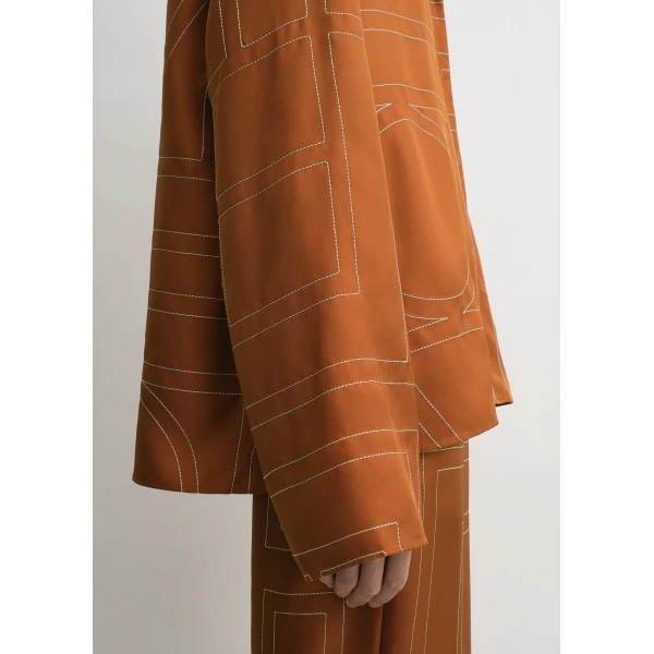 Toteme Monogram silk pj top in Terracotta, view 6
