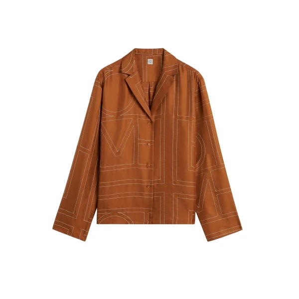 Toteme Monogram silk pj top in Terracotta