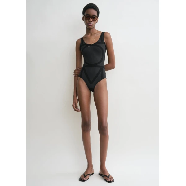 Toteme Monogram swimsuit black in Black, view 2
