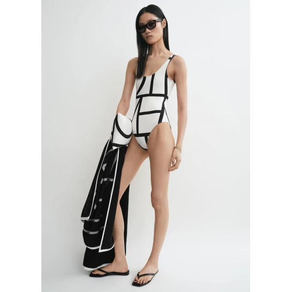 Toteme Monogram swimsuit in Tofu, view 2