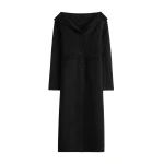 Toteme Open collar wool coat in Black