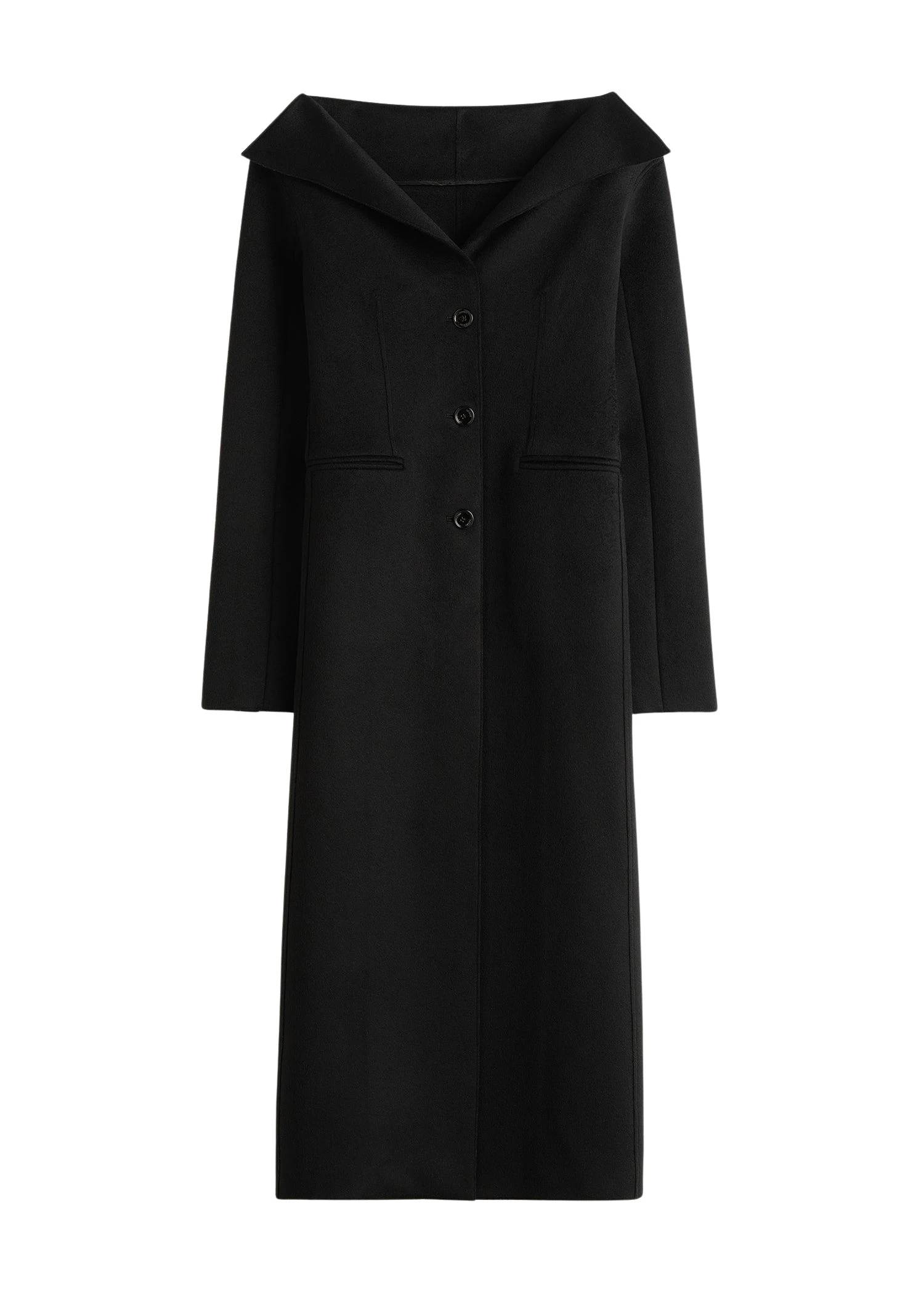 Toteme-Open-collar-wool-coat-in-Black60832_nobg Toteme Open collar wool coat in Black