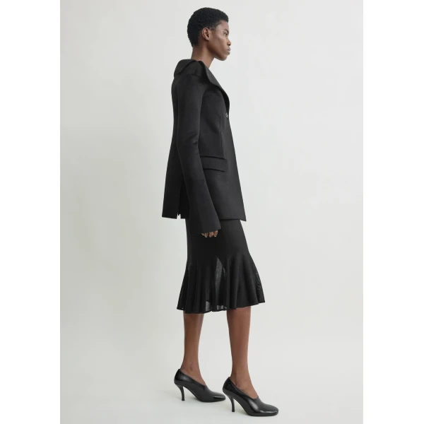 Toteme Open collar wool jacket in Black, view 3