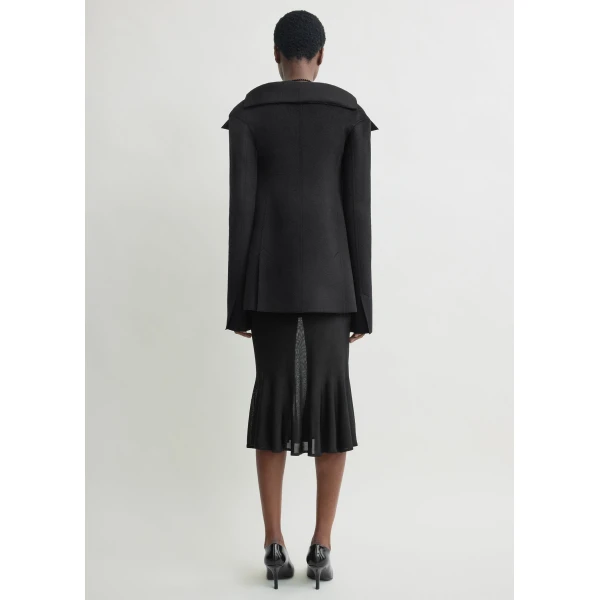 Toteme Open collar wool jacket in Black, view 4
