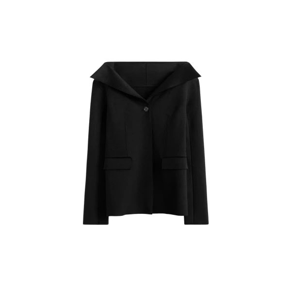 Toteme Open collar wool jacket in Black