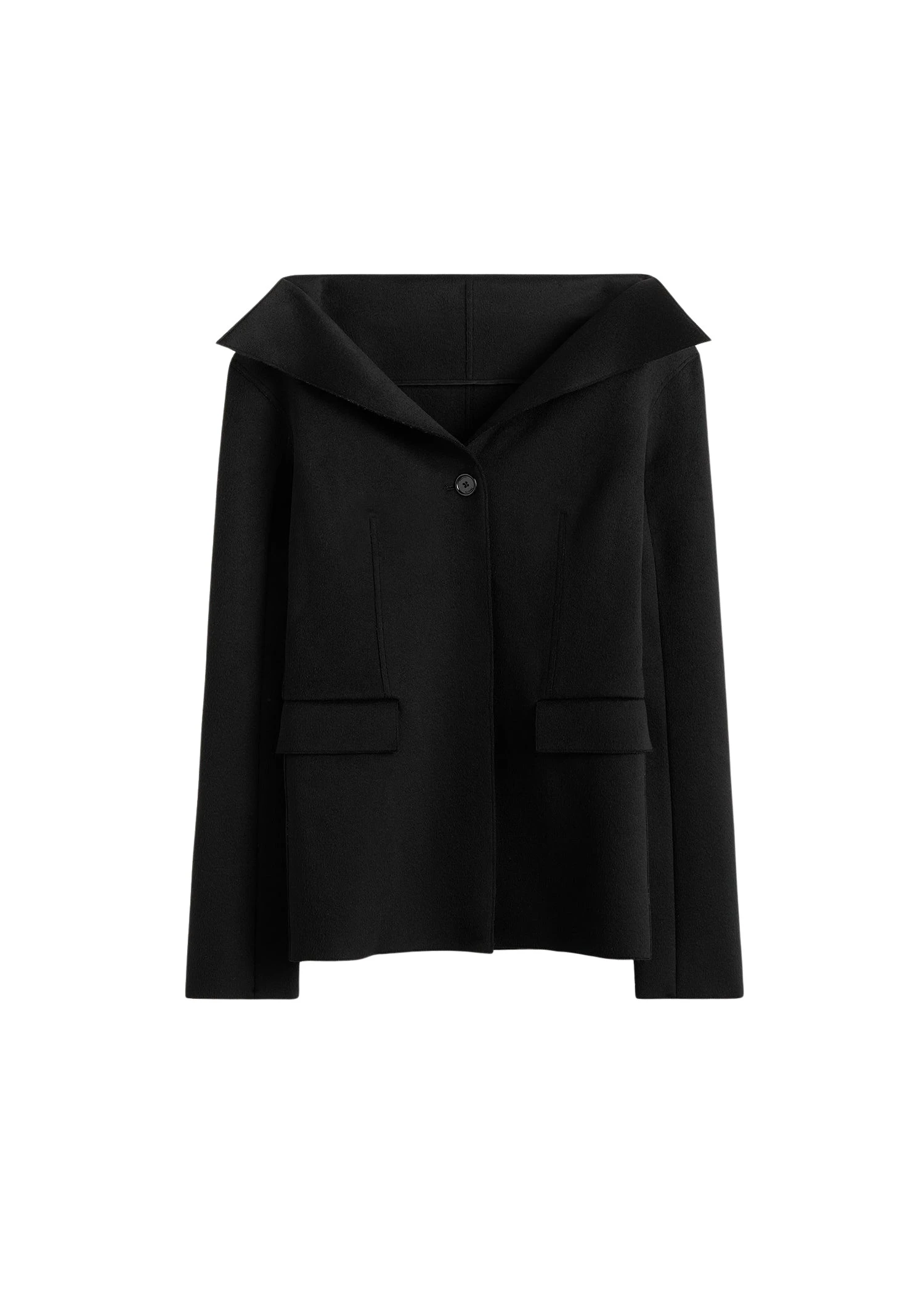Toteme-Open-collar-wool-jacket-in-Black11604_nobg Toteme Open collar wool jacket in Black