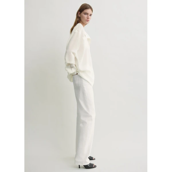 Toteme Overlapping collar blouse in Milk, view 4