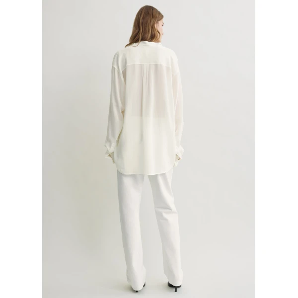Toteme Overlapping collar blouse in Milk, view 5
