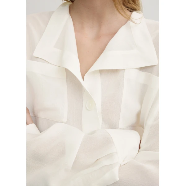 Toteme Overlapping collar blouse in Milk, view 6