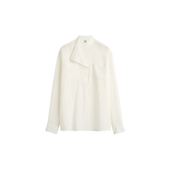 Toteme Overlapping collar blouse in Milk