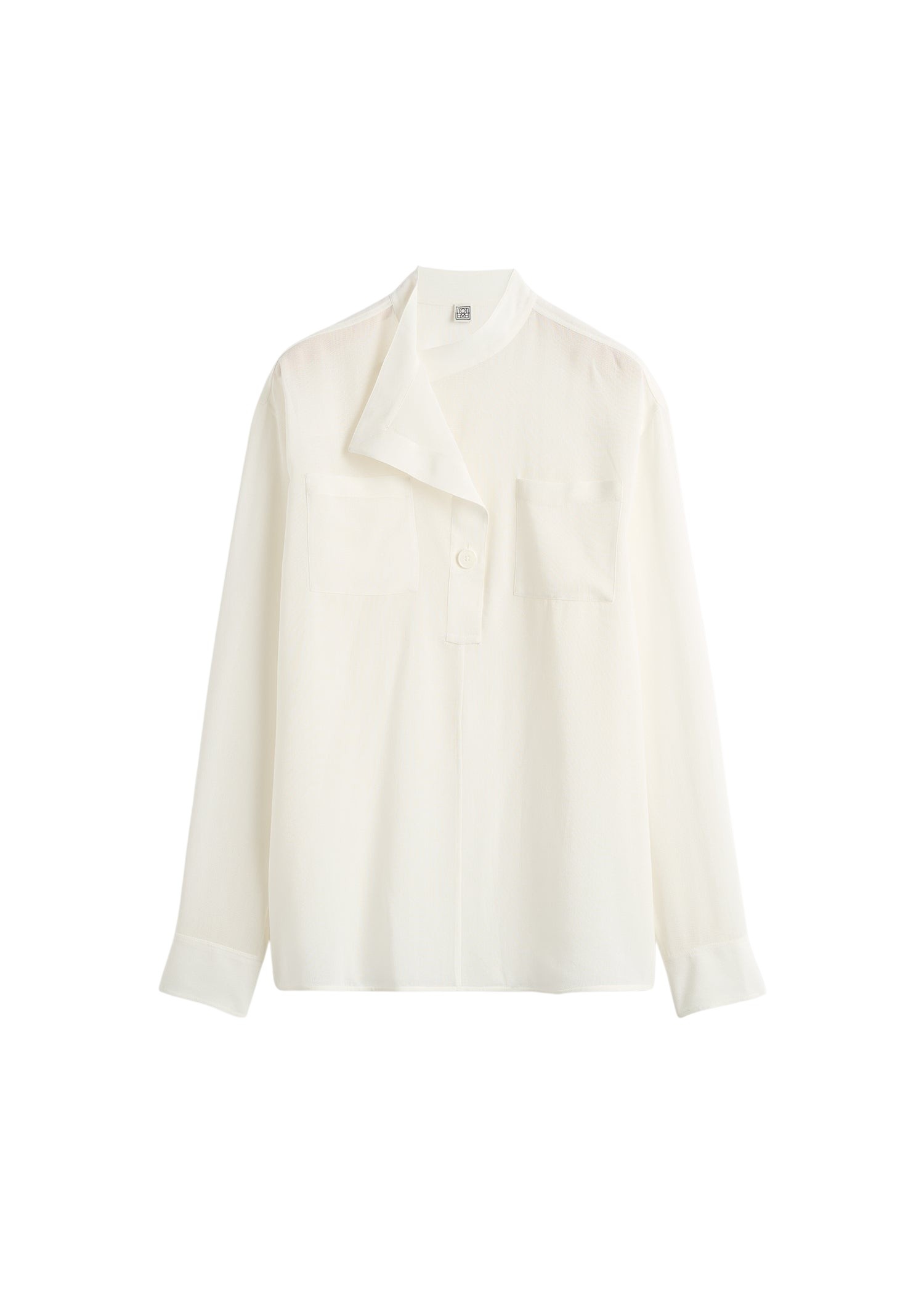 Totême Overlapping collar blouse in Milk - Tops - Scandinavian Minimalist Luxury at Luxury Shoes 