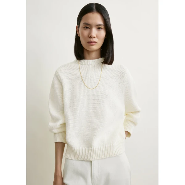 Toteme Oversized crew knit in Macadamia, view 5