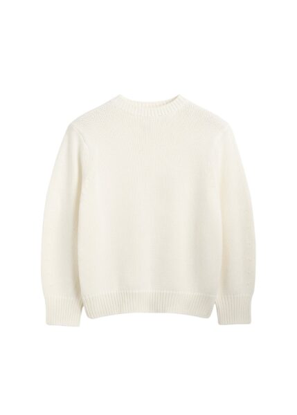 Totême Oversized crew knit in Macadamia - Knitwear - Scandinavian Minimalist Luxury at Luxury Shoes 