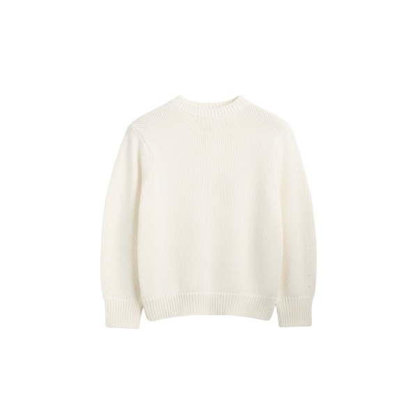 Totême Oversized crew knit in Macadamia - Knitwear - Scandinavian Minimalist Luxury at Luxury Shoes 