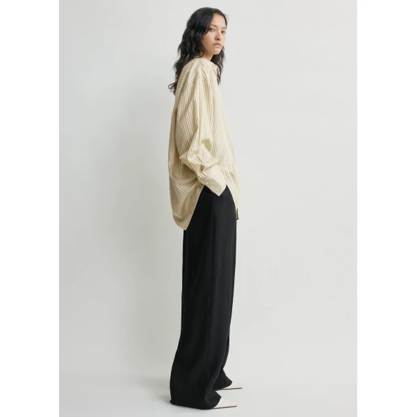Toteme Oversized striped shirt in Beige / Brown, view 3