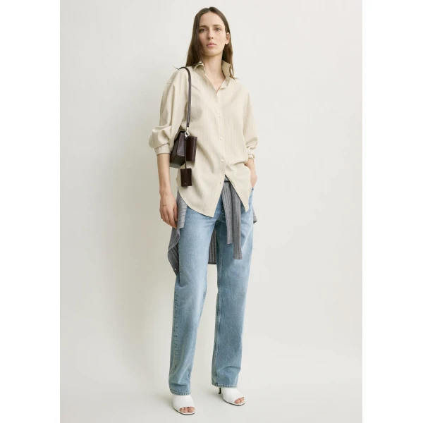 Toteme Oversized striped shirt in Yellow / Sky, view 2